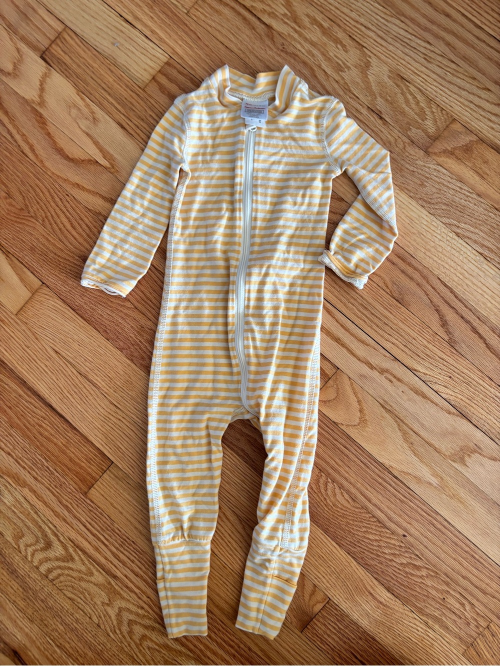 Hanna Anderson Yellow Stripe Kids One-Piece Zipper Pajamas
